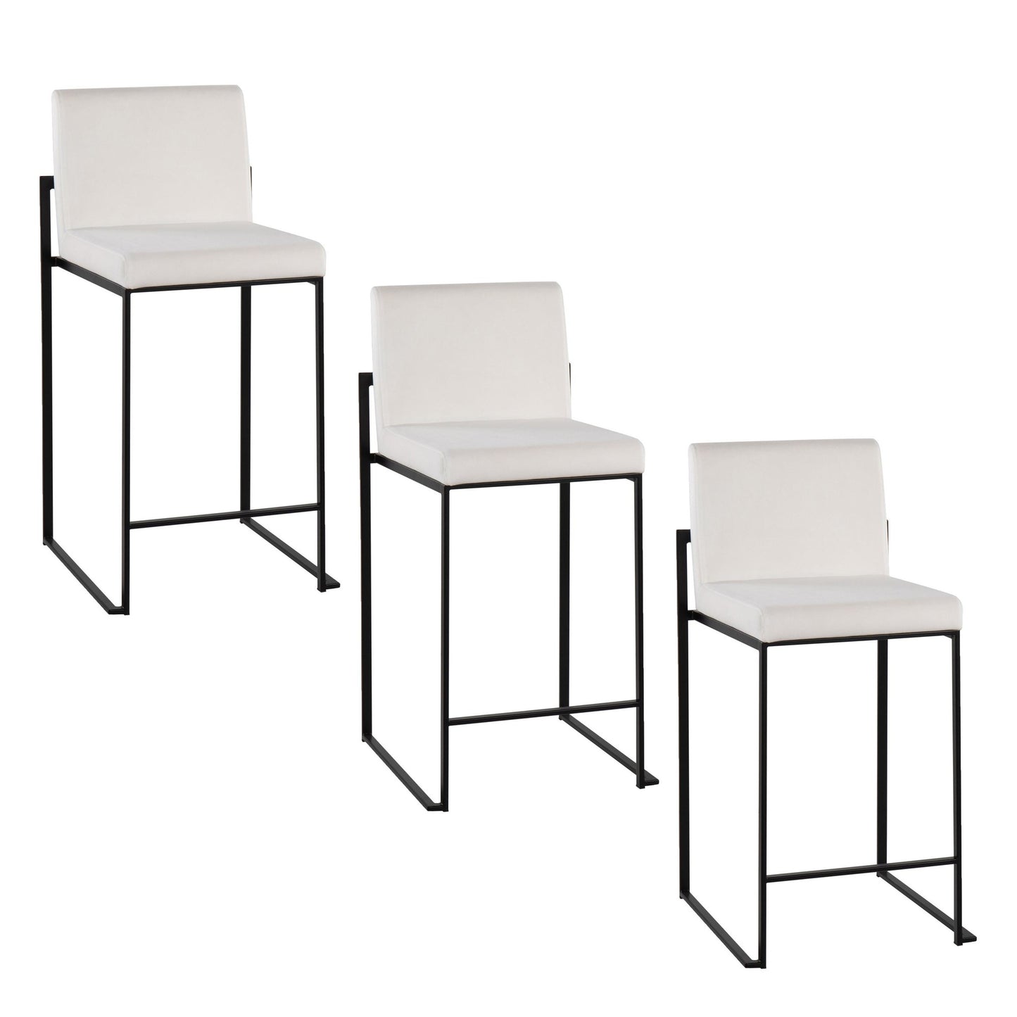Fuji High Back 26" Fixed-Height Counter Stool - Set of 3