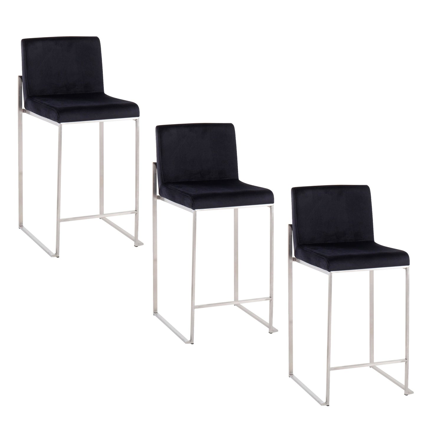 Fuji High Back 26" Fixed-Height Counter Stool - Set of 3