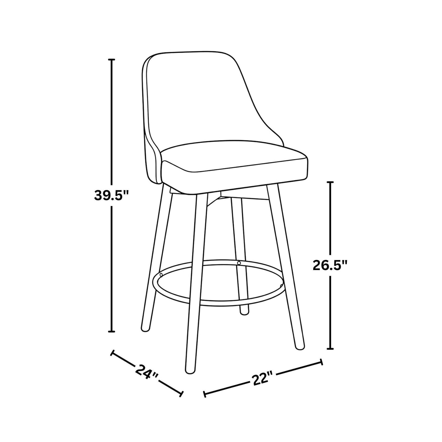Marcel Upholstered 26" Fixed-Height Counter Stool - Set of 2