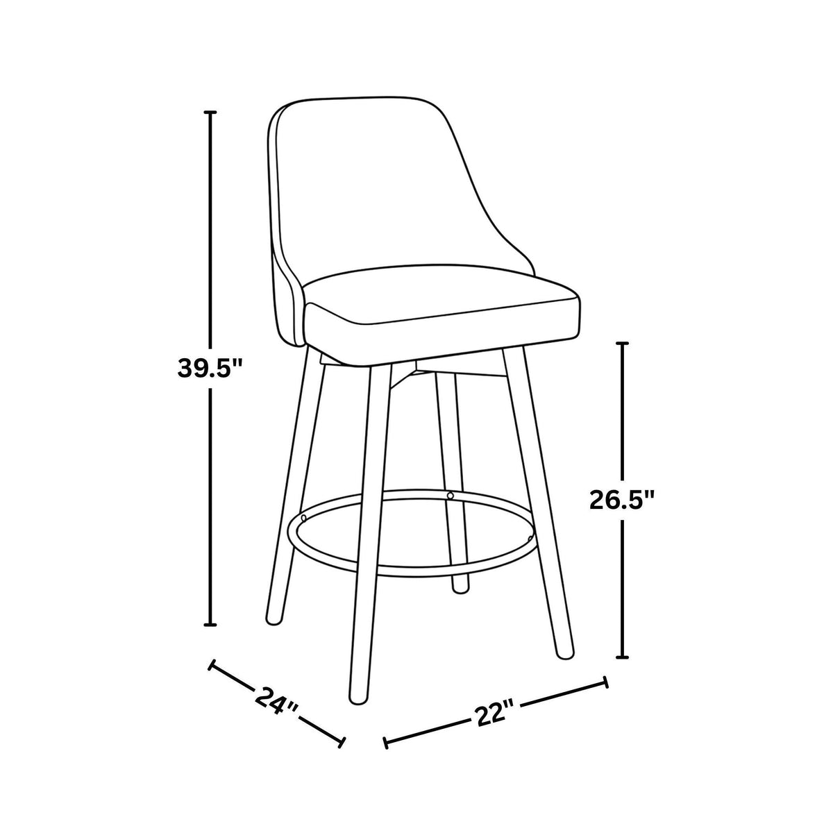 Marcel Upholstered 26" Fixed-Height Counter Stool - Set of 2