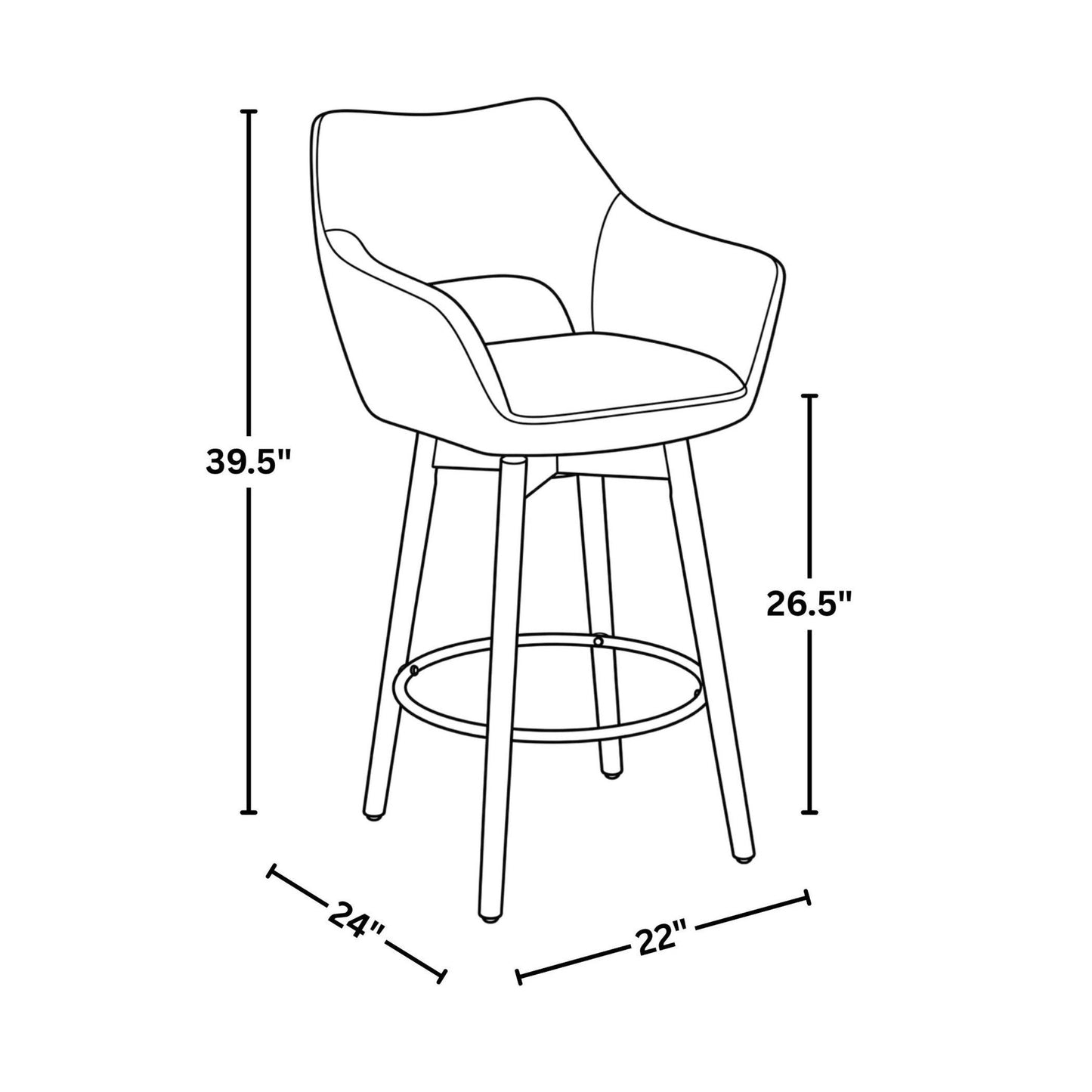 Mustang 26" Fixed-Height Counter Stool - Set of 2
