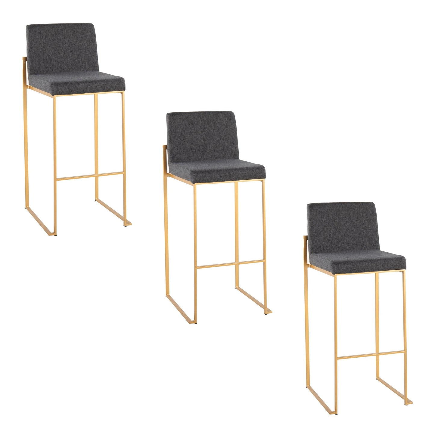 Fuji High Back 30" Fixed-Height Barstool - Set of 3