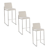 Fuji High Back 30" Fixed-Height Barstool - Set of 3