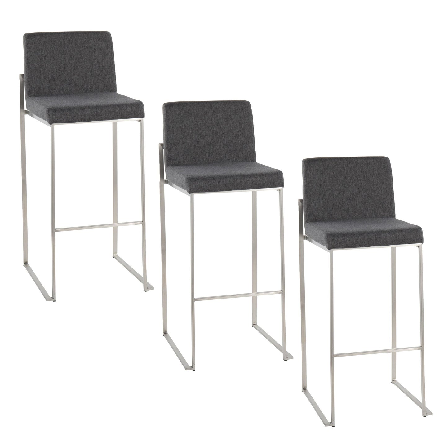 Fuji High Back 30" Fixed-Height Barstool - Set of 3