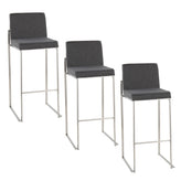 Fuji High Back 30" Fixed-Height Barstool - Set of 3