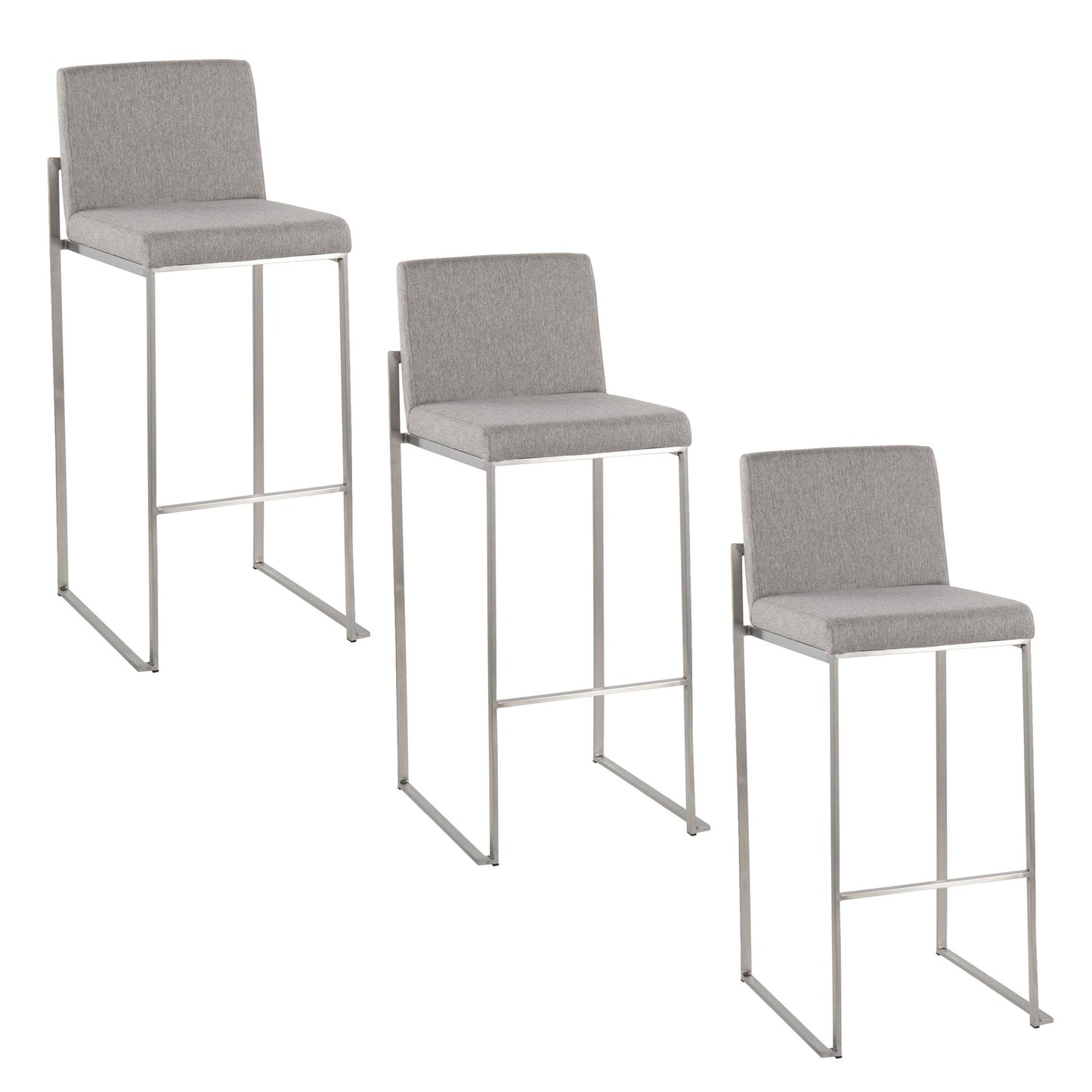 Fuji High Back 30" Fixed-Height Barstool - Set of 3