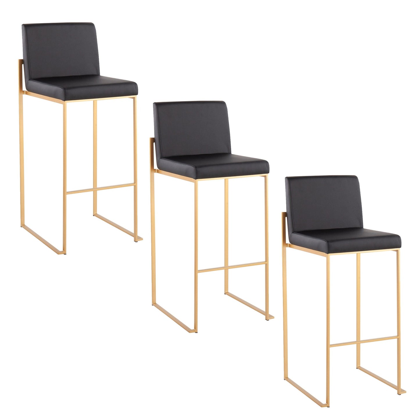 Fuji High Back 30" Fixed-Height Barstool - Set of 3