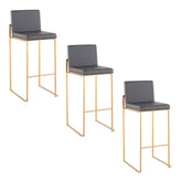 Fuji High Back 30" Fixed-Height Barstool - Set of 3
