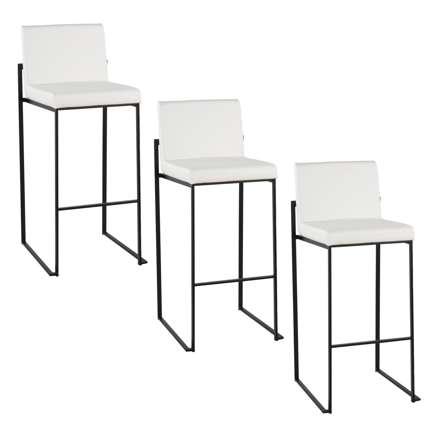Fuji High Back 30" Fixed-Height Barstool - Set of 3