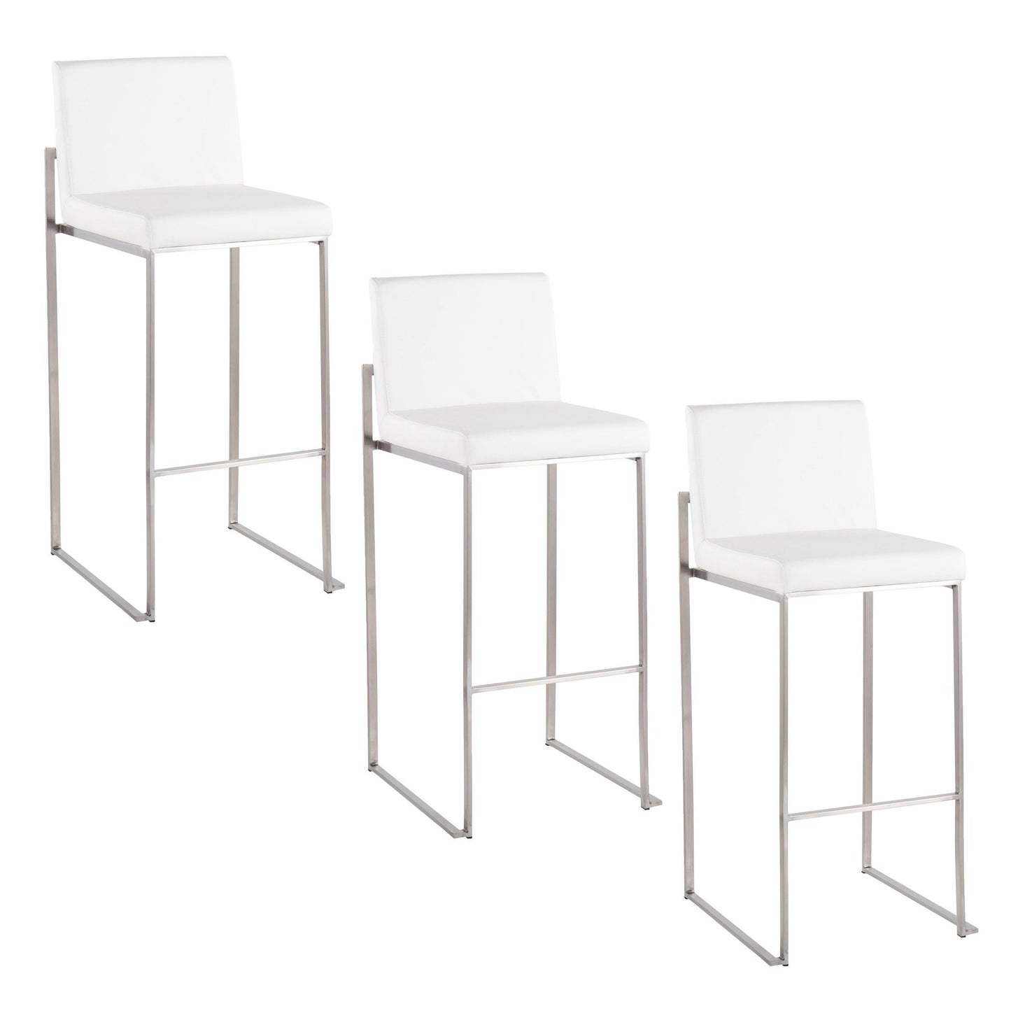 Fuji High Back 30" Fixed-Height Barstool - Set of 3
