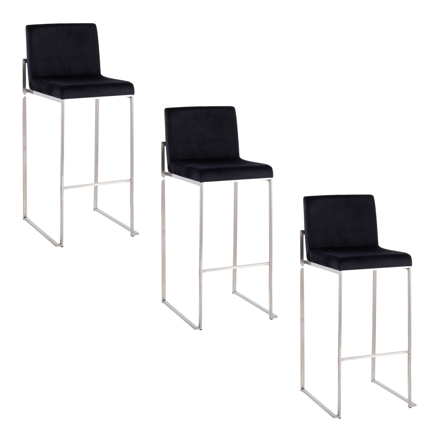 Fuji High Back 30" Fixed-Height Barstool - Set of 3