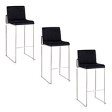 Fuji High Back 30" Fixed-Height Barstool - Set of 3