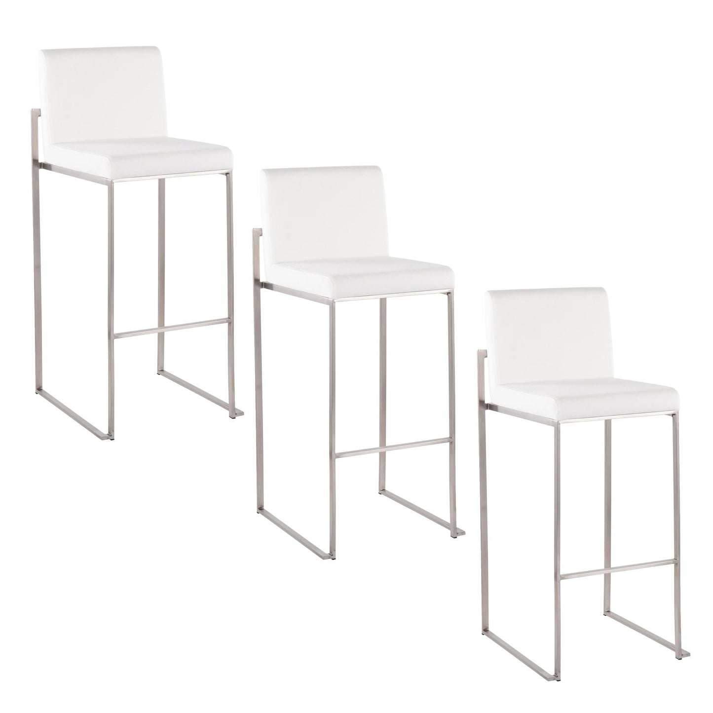 Fuji High Back 30" Fixed-Height Barstool - Set of 3