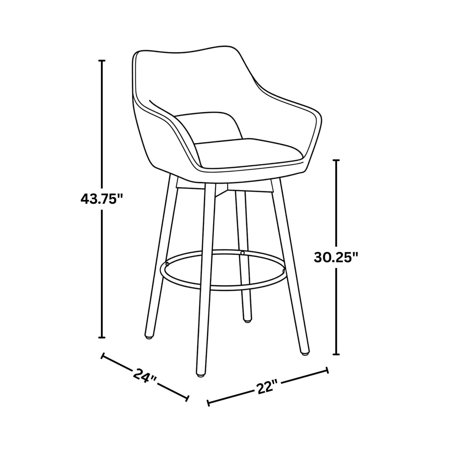Mustang 30" Fixed-Height Barstool - Set of 2