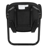 Kelista Black Mesh Sled Base Side Reception Chair with White Stitched LeatherSoft Seat and Flip-Up Arms