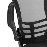 Kelista Black Mesh Sled Base Side Reception Chair with Flip-Up Arms