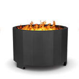 Titus Commercial Grade 27 inch Smokeless Outdoor Firepit, Natural Wood Burning Portable Fire Pit With Water-Resistant Cover, Black