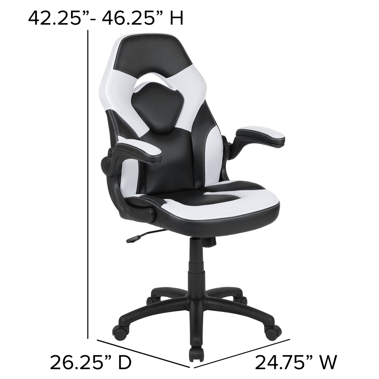 Optis Gaming Desk and White/Black Racing Chair Set /Cup Holder/Headphone Hook/Removable Mouse Pad Top - 2 Wire Management Holes