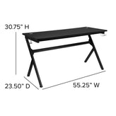 Optis Gaming Desk and White/Black Racing Chair Set /Cup Holder/Headphone Hook/Removable Mouse Pad Top - 2 Wire Management Holes