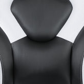 Optis Gaming Desk and White/Black Racing Chair Set /Cup Holder/Headphone Hook/Removable Mouse Pad Top - 2 Wire Management Holes