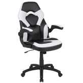 Optis Gaming Desk and White/Black Racing Chair Set /Cup Holder/Headphone Hook/Removable Mouse Pad Top - 2 Wire Management Holes