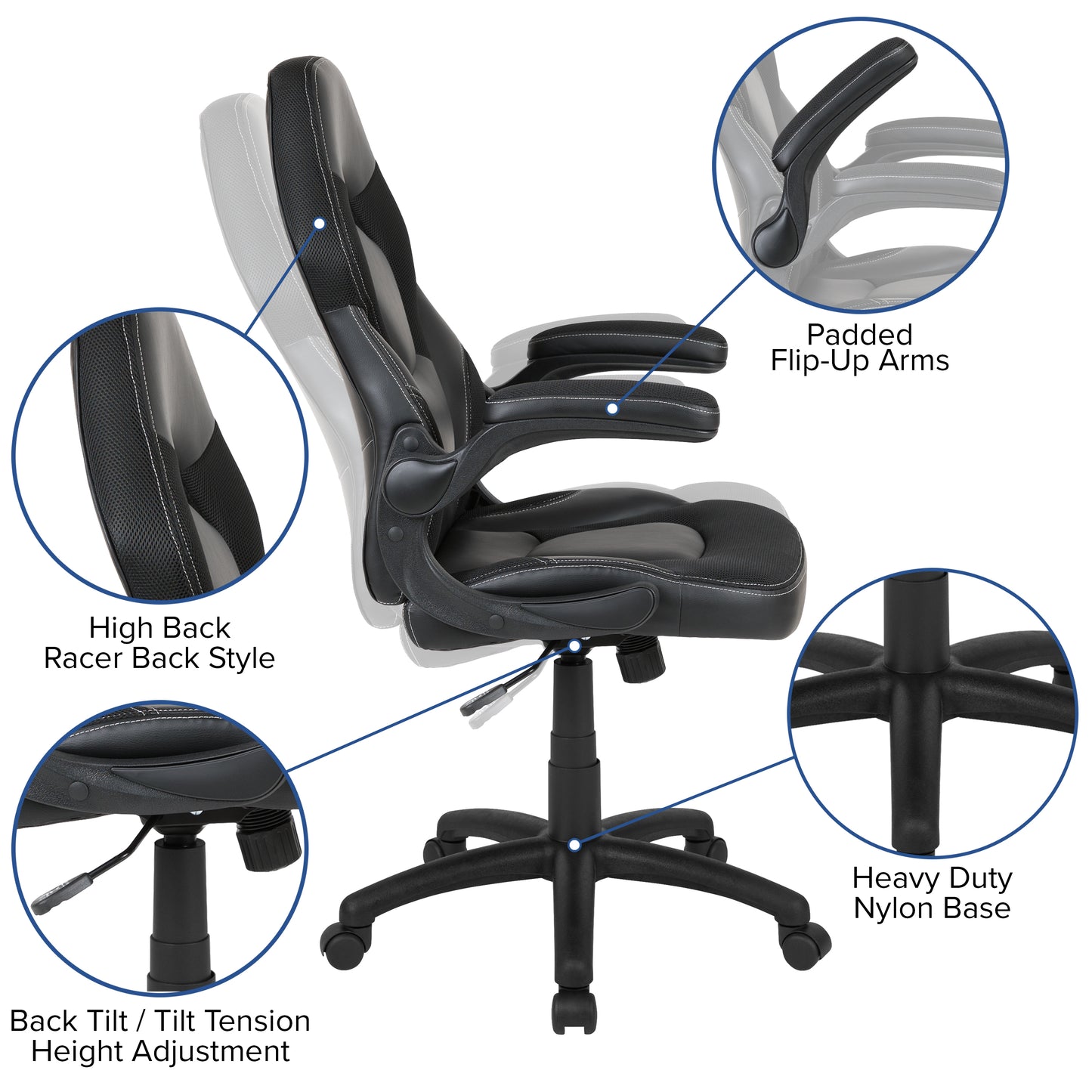 Optis Red Gaming Desk and Black Racing Chair Set with Cup Holder and Headphone Hook