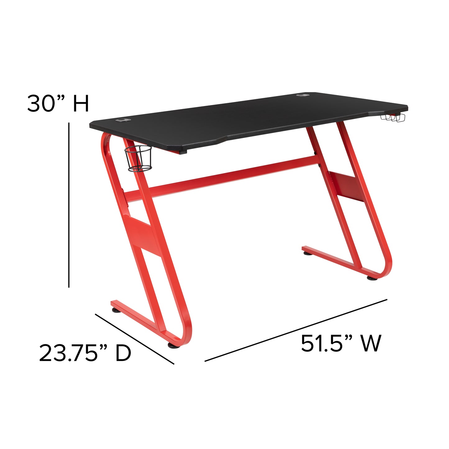 Optis Red Gaming Desk and Blue/Black Racing Chair Set with Cup Holder and Headphone Hook