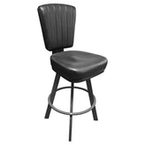 Monarch XL Swivel Bar Stool with Bucket Seat and Iron Gray Frame in Black Vinyl