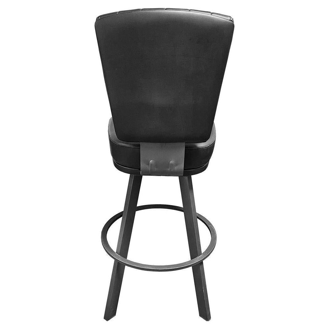 Monarch XL Swivel Bar Stool with Bucket Seat and Iron Gray Frame in Black Vinyl