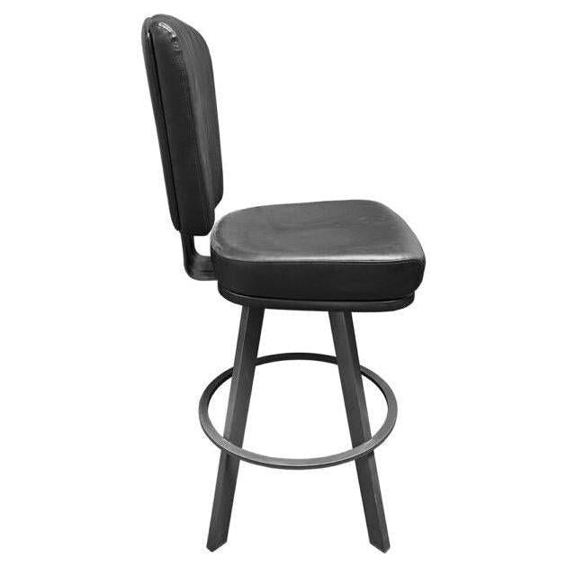 Monarch XL Swivel Bar Stool with Bucket Seat and Iron Gray Frame in Black Vinyl