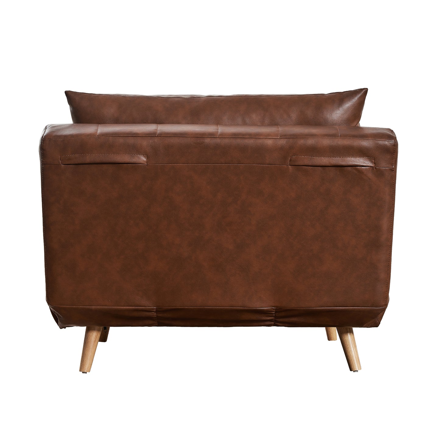 Shaw Convertible Tri-Fold Sleeper Chair with Pillow - Multifunctional Adjustable Sleeper - Channel Stitching - Hideaway Legs - Brown LeatherSoft