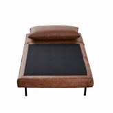 Shaw Convertible Tri-Fold Sleeper Chair with Pillow - Multifunctional Adjustable Sleeper - Channel Stitching - Hideaway Legs - Brown LeatherSoft