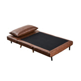 Shaw Convertible Tri-Fold Sleeper Chair with Pillow - Multifunctional Adjustable Sleeper - Channel Stitching - Hideaway Legs - Brown LeatherSoft