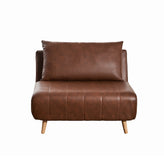 Shaw Convertible Tri-Fold Sleeper Chair with Pillow - Multifunctional Adjustable Sleeper - Channel Stitching - Hideaway Legs - Brown LeatherSoft
