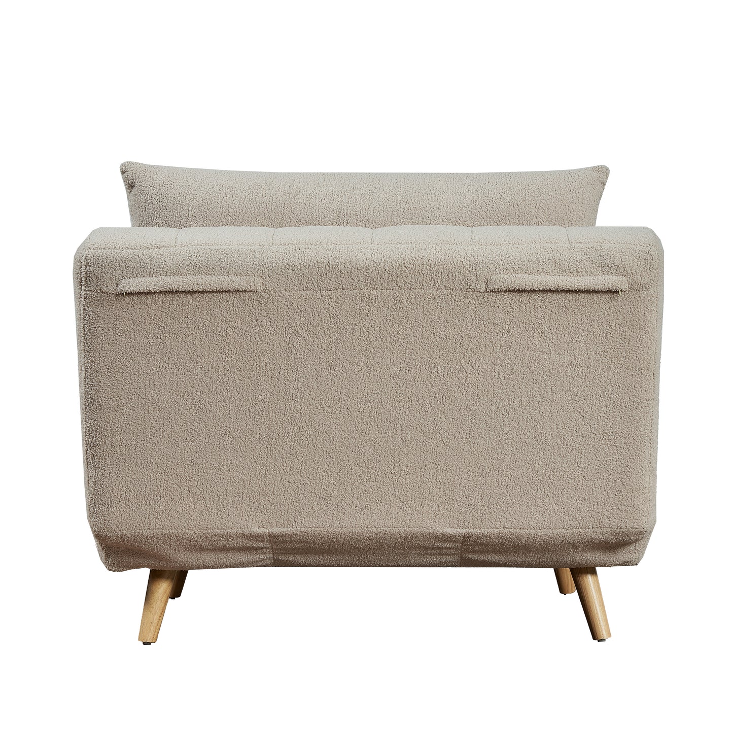 Shaw Convertible Tri-Fold Chair with Pillow - Multifunctional Adjustable Sleeper - Channel Stitching-Removable Legs - Cream Boucle