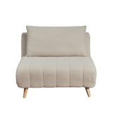 Shaw Convertible Tri-Fold Chair with Pillow - Multifunctional Adjustable Sleeper - Channel Stitching-Removable Legs - Cream Boucle