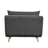 Shaw Convertible Tri-Fold Sleeper Chair with Pillow, Multifunctional Adjustable Sleeper with Channel Stitching and Hideaway Legs in Dark Gray