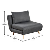 Shaw Convertible Tri-Fold Sleeper Chair with Pillow, Multifunctional Adjustable Sleeper with Channel Stitching and Hideaway Legs in Dark Gray