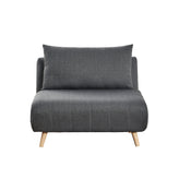 Shaw Convertible Tri-Fold Sleeper Chair with Pillow, Multifunctional Adjustable Sleeper with Channel Stitching and Hideaway Legs in Dark Gray