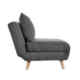 Shaw Convertible Tri-Fold Sleeper Chair with Pillow, Multifunctional Adjustable Sleeper with Channel Stitching and Hideaway Legs in Dark Gray