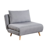 Shaw Convertible Tri-Fold Sleeper Chair with Pillow, Multifunctional Adjustable Sleeper with Channel Stitching and Hideaway Legs in Light Gray