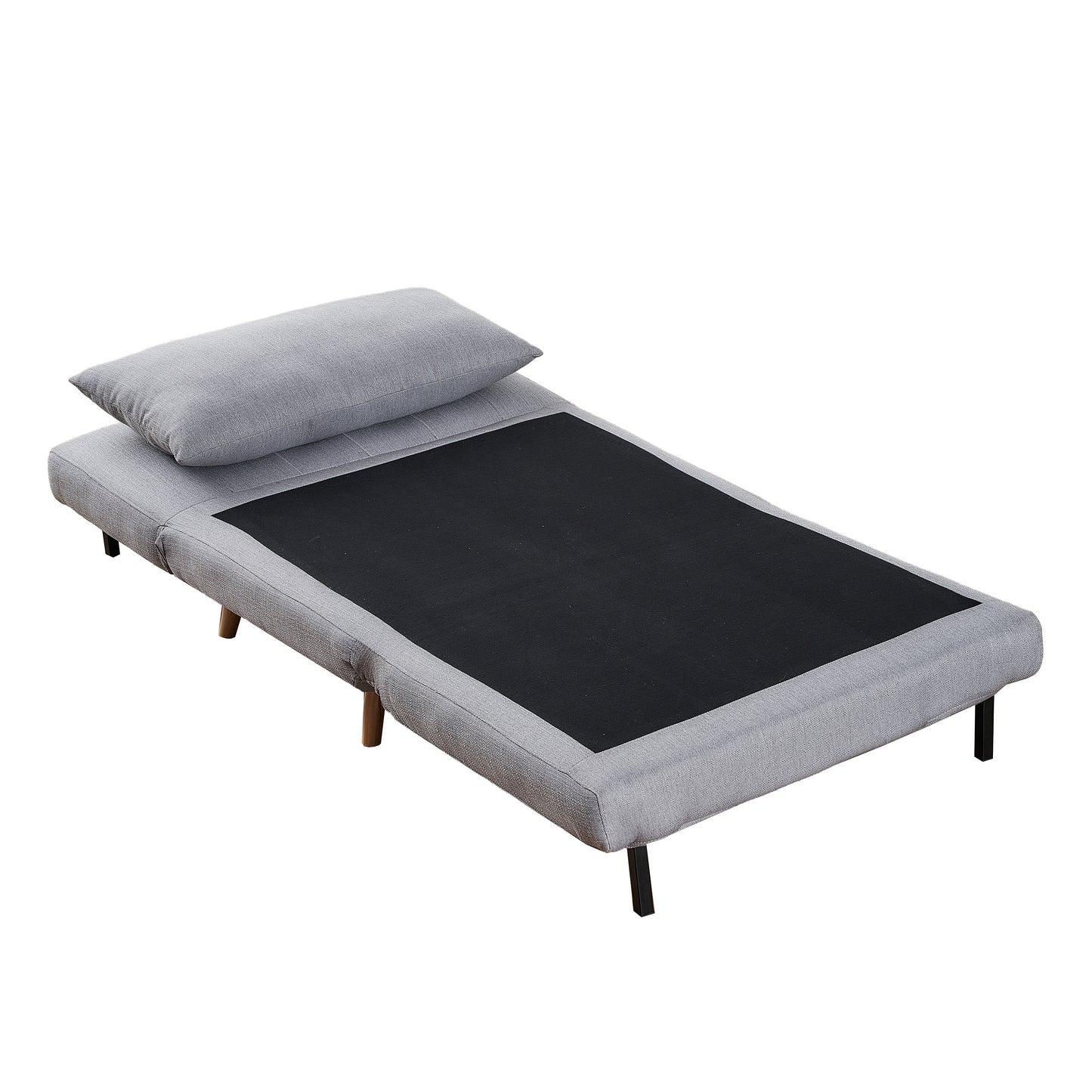 Shaw Convertible Tri-Fold Sleeper Chair with Pillow, Multifunctional Adjustable Sleeper with Channel Stitching and Hideaway Legs in Light Gray