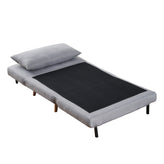Shaw Convertible Tri-Fold Sleeper Chair with Pillow, Multifunctional Adjustable Sleeper with Channel Stitching and Hideaway Legs in Light Gray