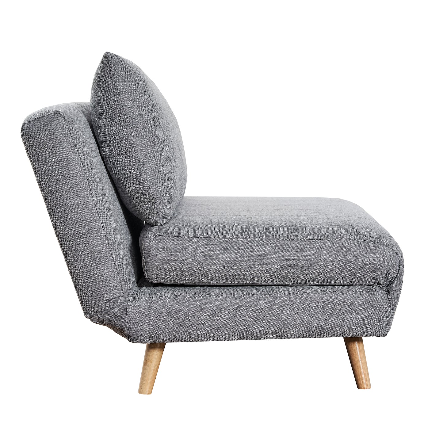 Shaw Convertible Tri-Fold Sleeper Chair with Pillow, Multifunctional Adjustable Sleeper with Channel Stitching and Hideaway Legs in Light Gray
