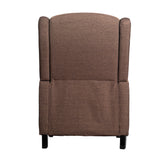 Prescott Traditional Style Slim Push Back Recliner Chair-Wingback Recliner with Brown Polyester Fabric Upholstery-Accent Nail Trim