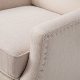 Prescott Traditional Style Slim Push Back Recliner Chair-Wingback Recliner with Cream Fabric Upholstery-Accent Nail Trim