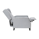 Prescott Traditional Style Slim Push Back Recliner Chair-Wingback Recliner with Gray Polyester Fabric Upholstery-Accent Nail Trim