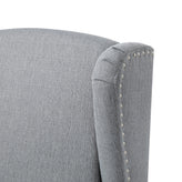 Prescott Traditional Style Slim Push Back Recliner Chair-Wingback Recliner with Gray Polyester Fabric Upholstery-Accent Nail Trim