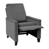 Carson Transitional Style Push Back Recliner Chair - Pillow Back Recliner - Gray Fabric Upholstery - Accent Nail Trim