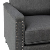 Carson Transitional Style Push Back Recliner Chair - Pillow Back Recliner - Gray Fabric Upholstery - Accent Nail Trim